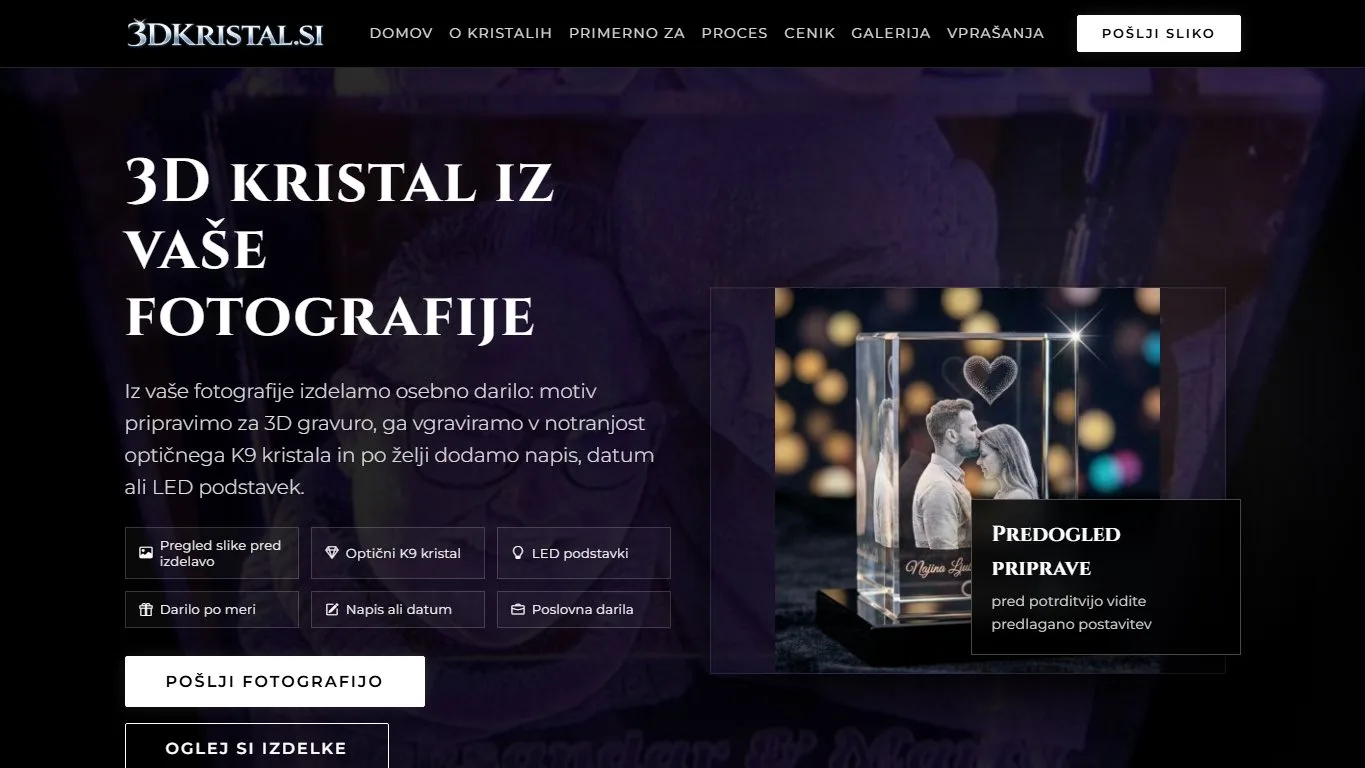 Screenshot spletne strani 3dkristal.si