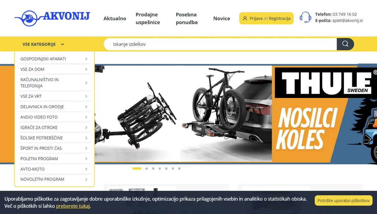Screenshot spletne strani akvonij.si
