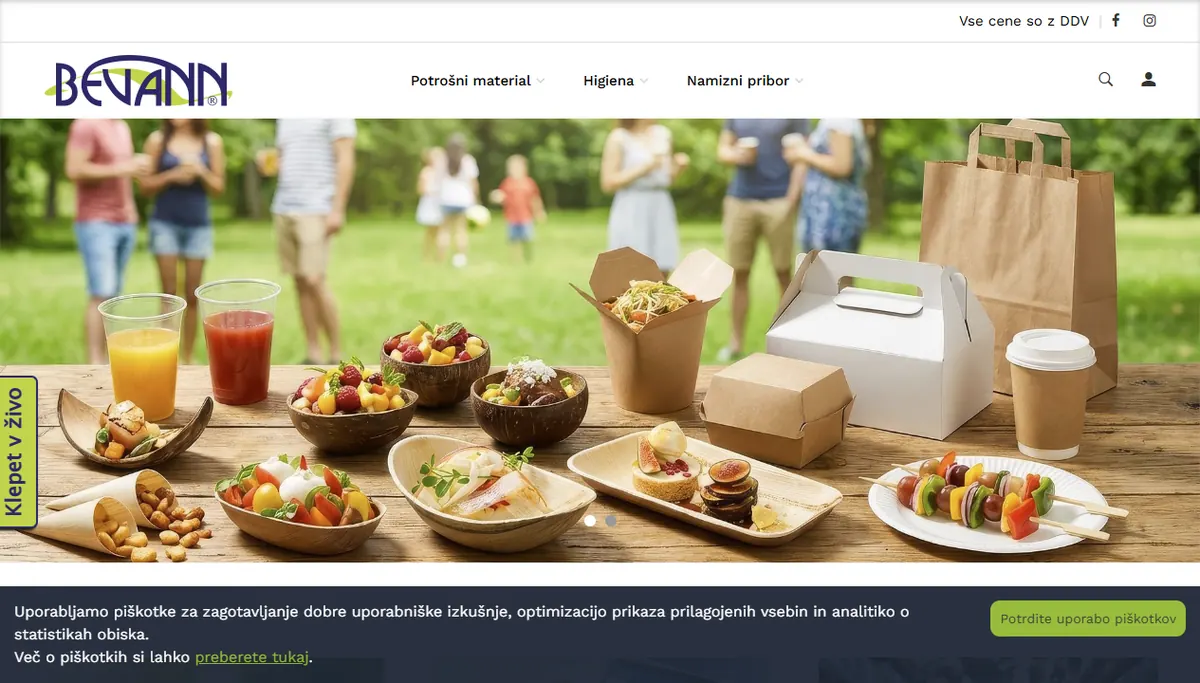 Screenshot spletne strani bevann.si