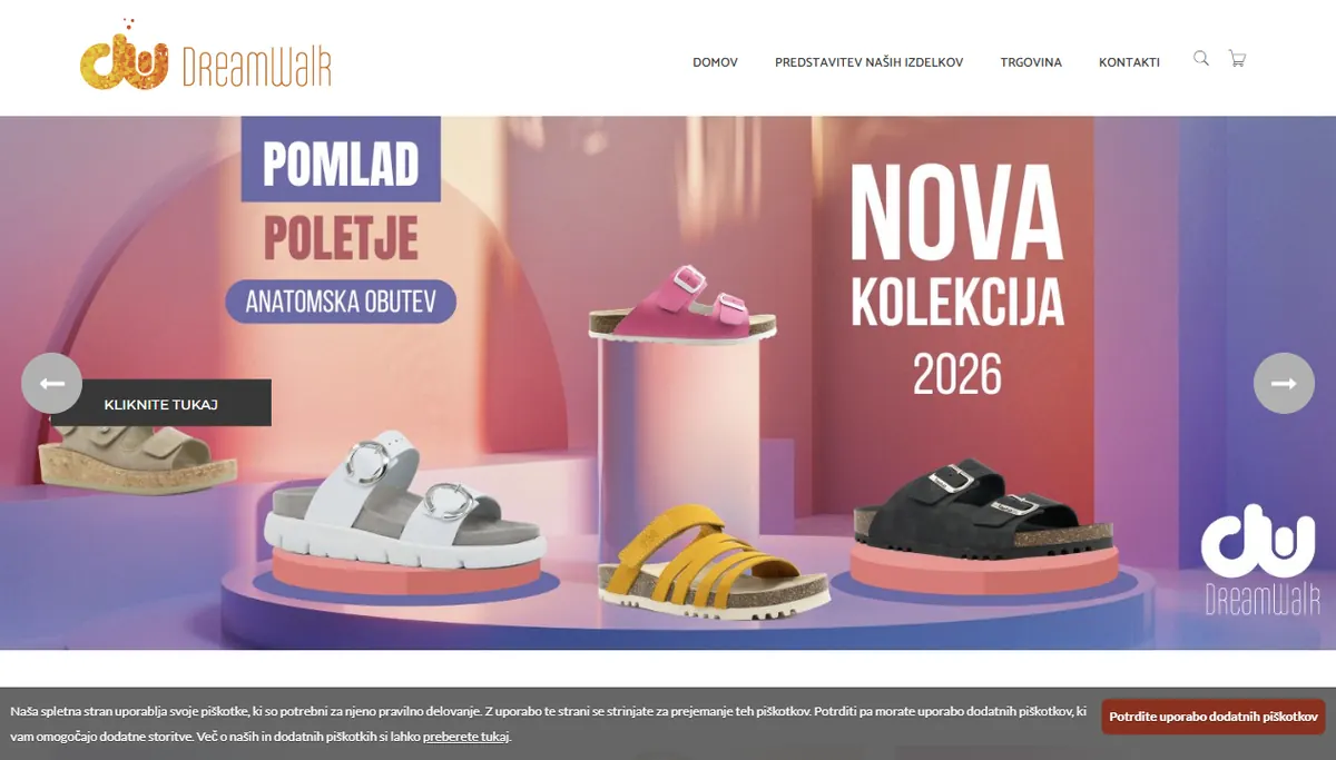 Screenshot spletne strani dreamwalk.si