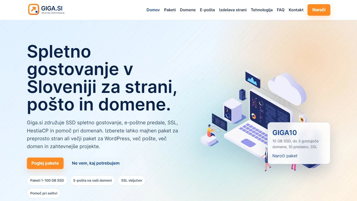Screenshot spletne strani giga.si
