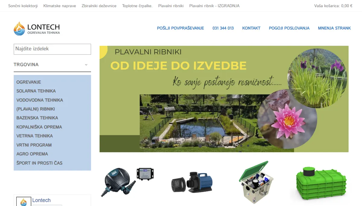 Screenshot spletne strani lontech.si