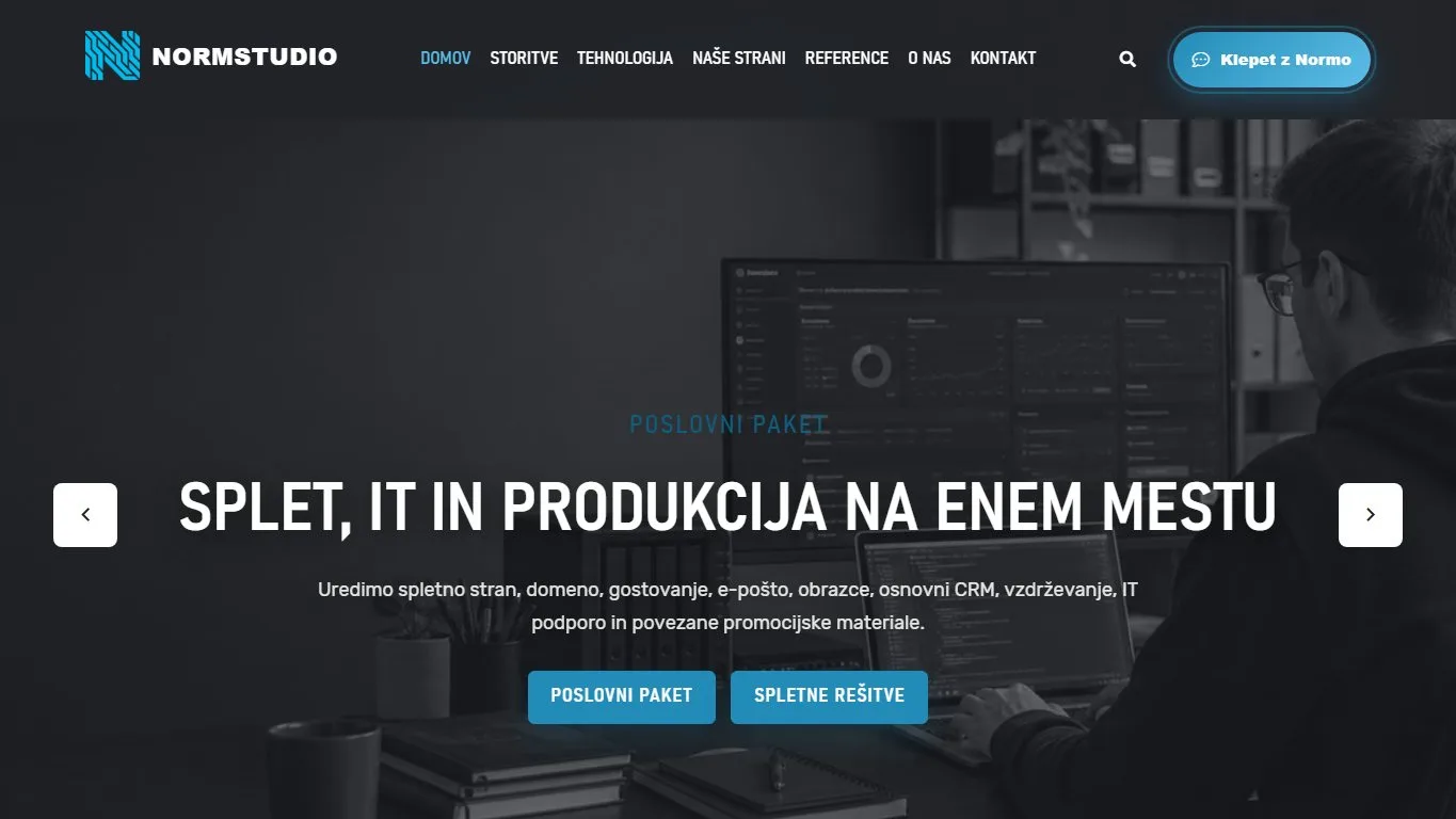 Screenshot spletne strani normstudio.si