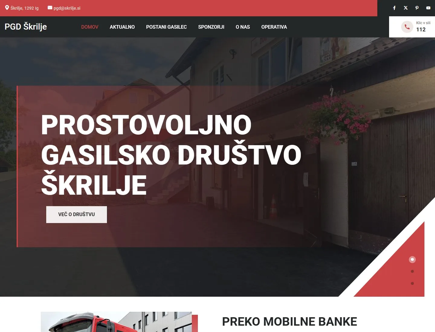 Screenshot spletne strani pgd.skrilje.si