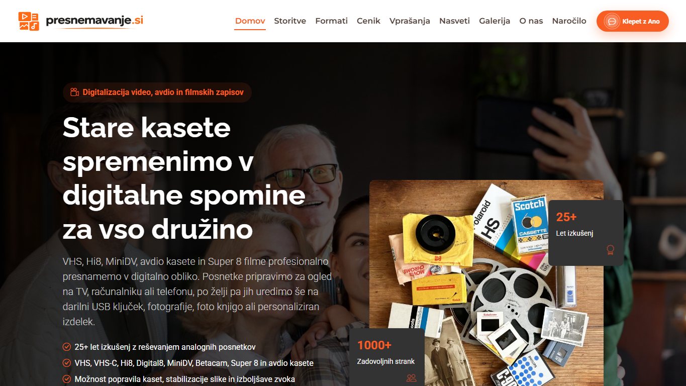 Screenshot spletne strani presnemavanje.si