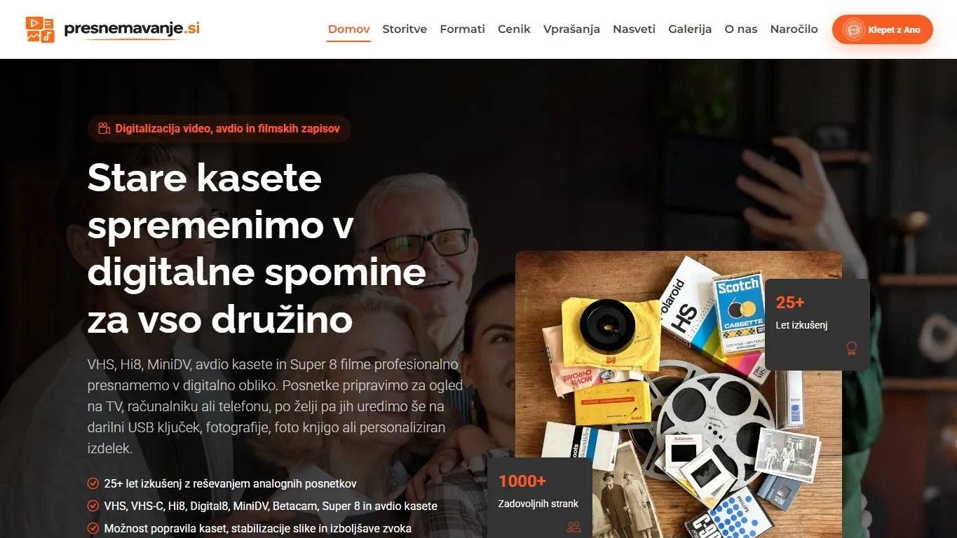 Screenshot spletne strani presnemavanje.si