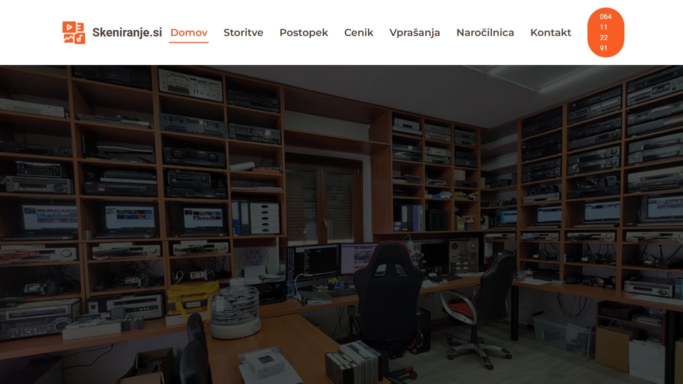 Screenshot spletne strani skeniranje.si