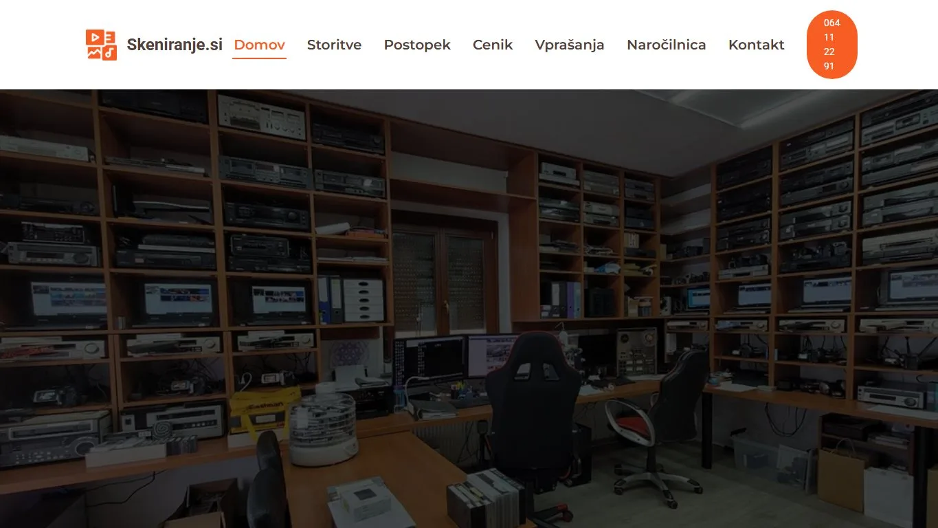 Screenshot spletne strani skeniranje.si