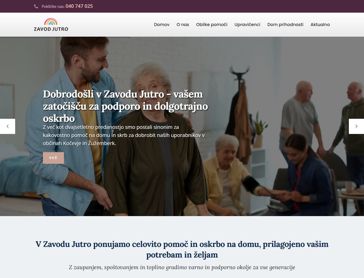 Screenshot spletne strani zavodjutro.si