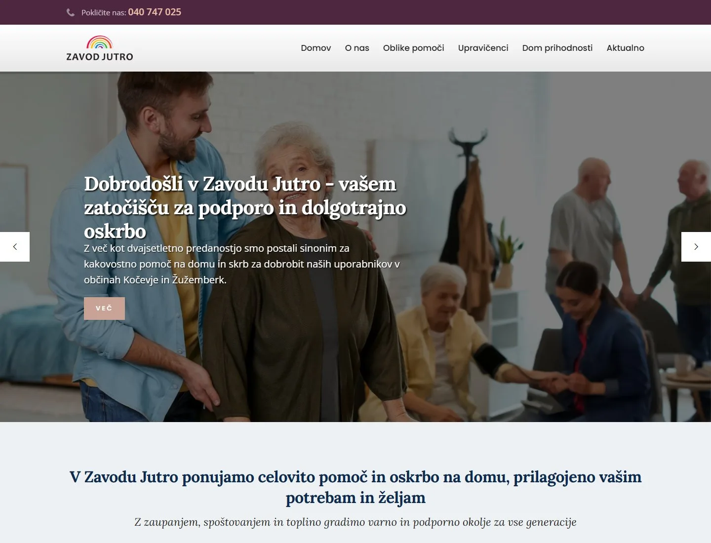 Screenshot spletne strani zavodjutro.si